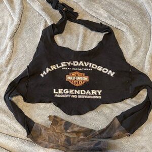 Harley-Davidson Black Halter Crop with Logo and Graphic
